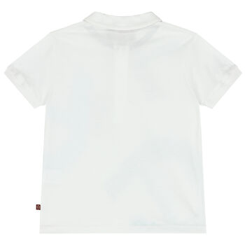 Younger Boys White Logo Polo Shirt