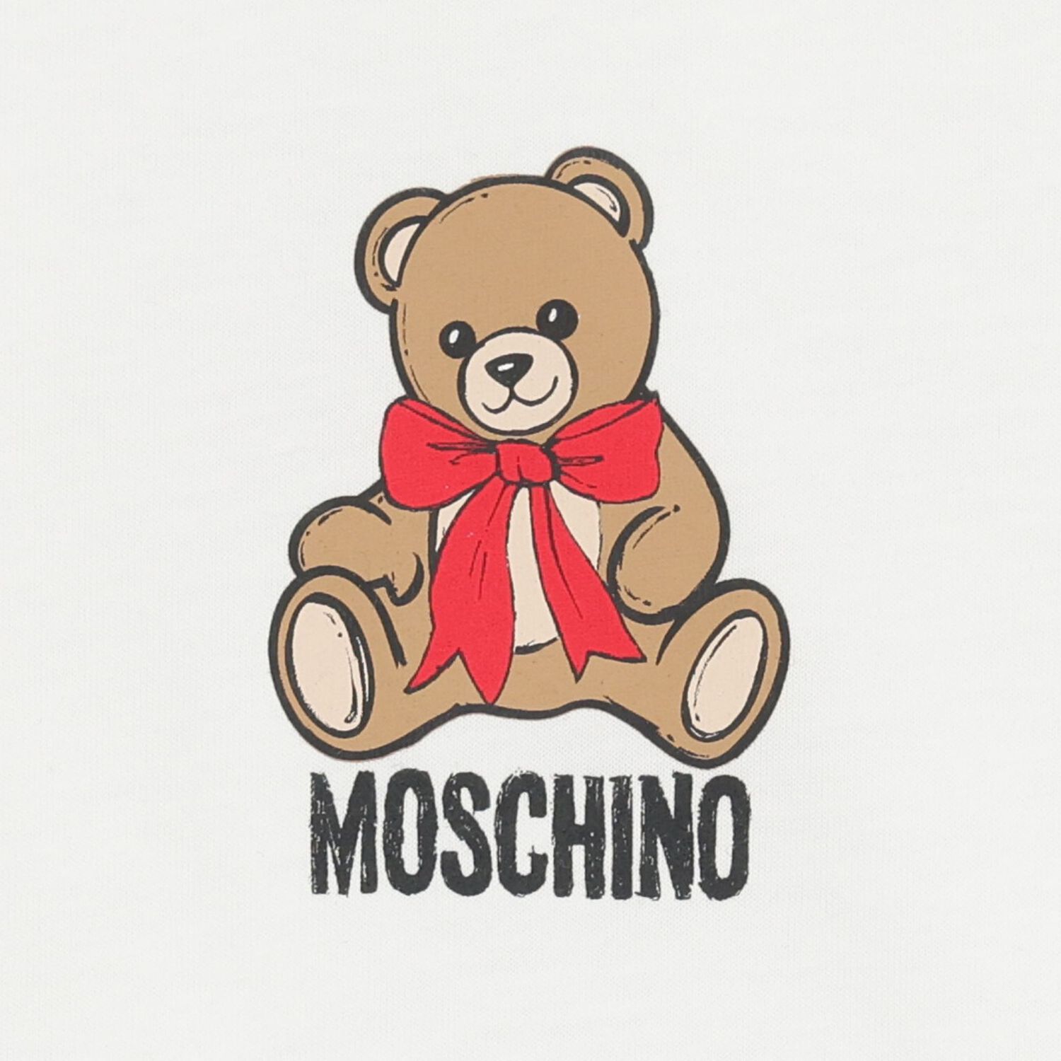 Younger White Teddy Bear Logo Long Sleeve Top, 1, hi-res
