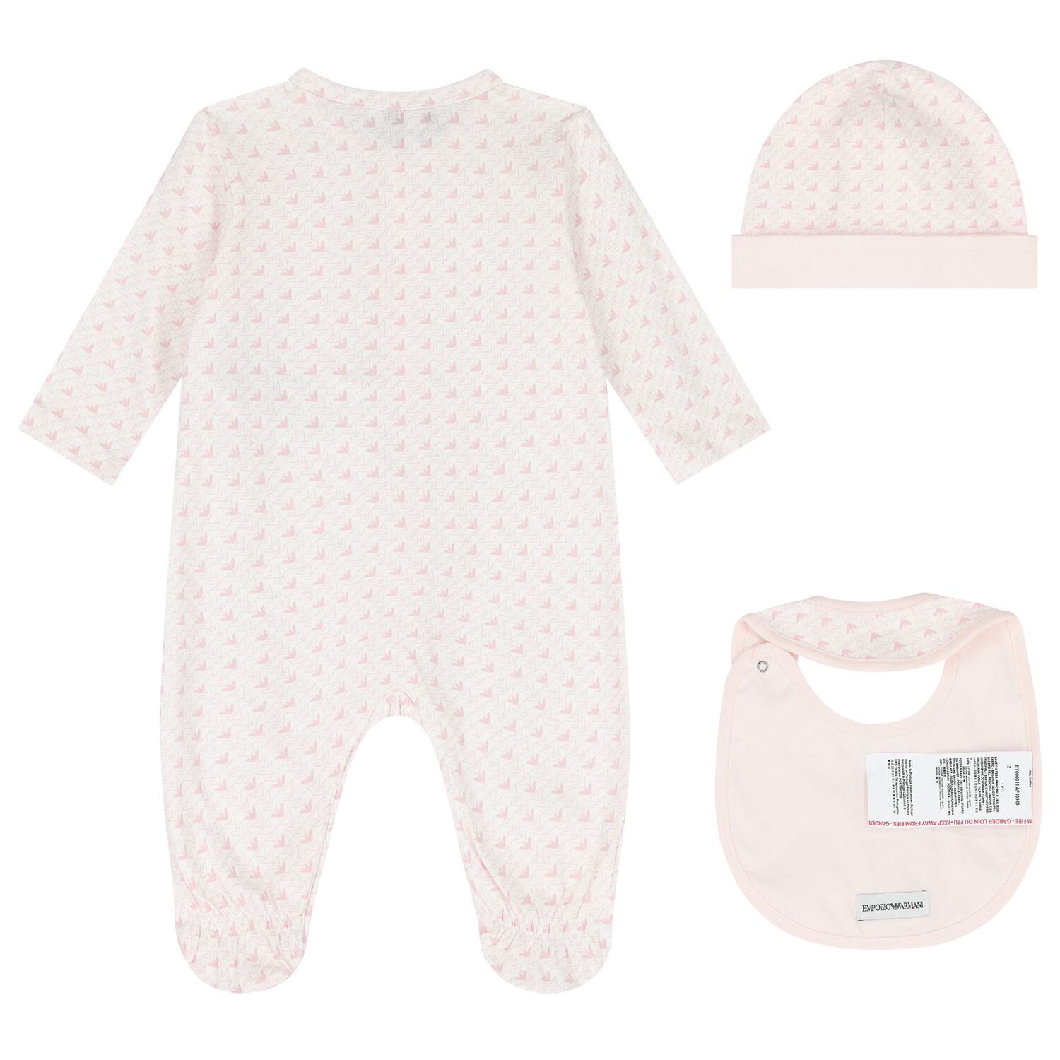 Baby Girls Pink Logo Babygrow Set, 1, hi-res
