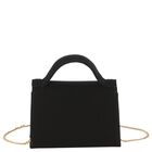 Girls Black Crepe Handbag, 2, hi-res