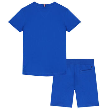 Boys Blue & Grey Logo Shorts Set