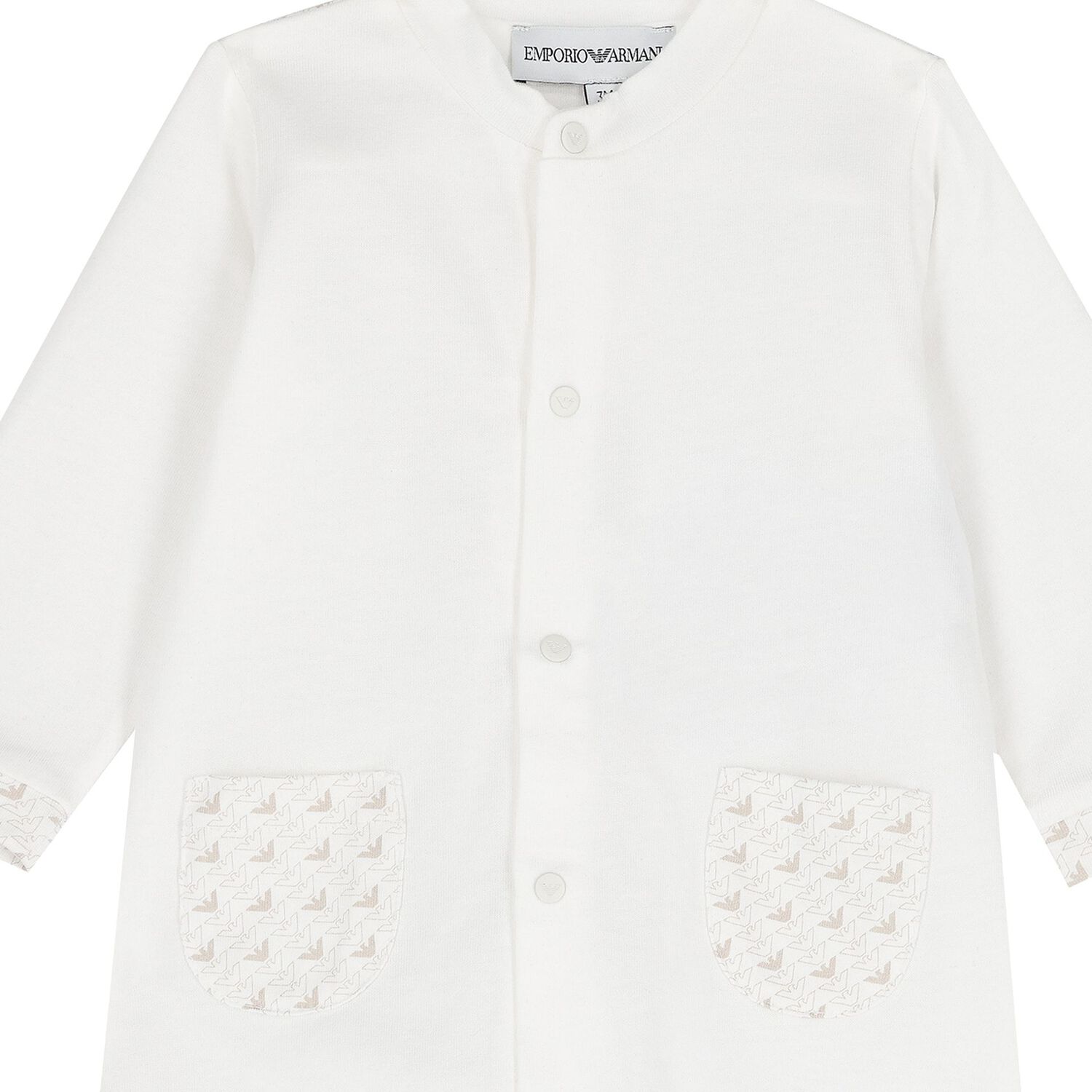 طقم ملابس أطفال بشعار باللونين الأبيض والبيج, 1, hi-res