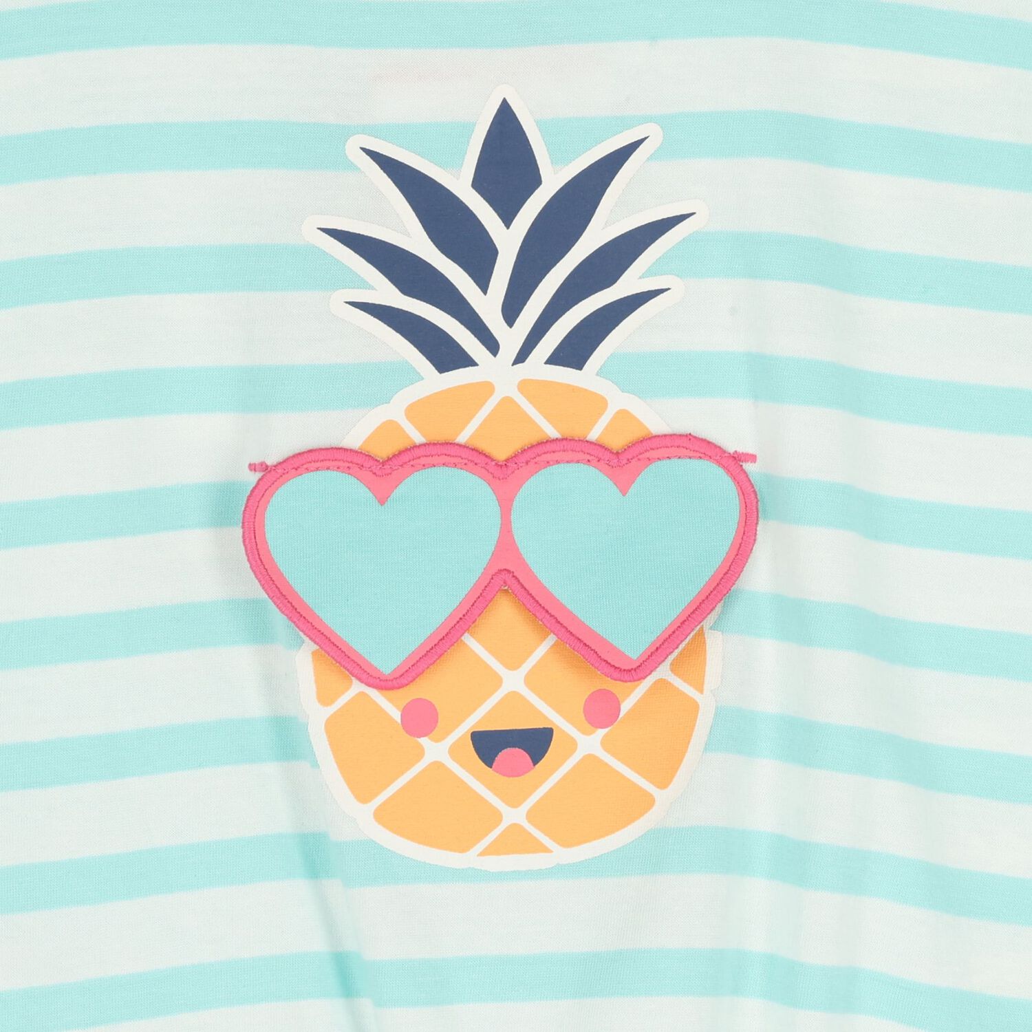 Girls White & Green Striped T-Shirt, 1, hi-res