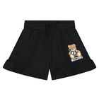 Girls Black Teddy Bear Shorts, 3, hi-res
