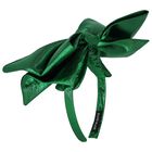 Girls Metallic Green Bow Headband, 1, hi-res