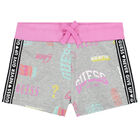 Girls Grey & Pink Logo Shorts, 1, hi-res