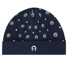 Baby Boys White & Navy Logo Hat, 2, hi-res