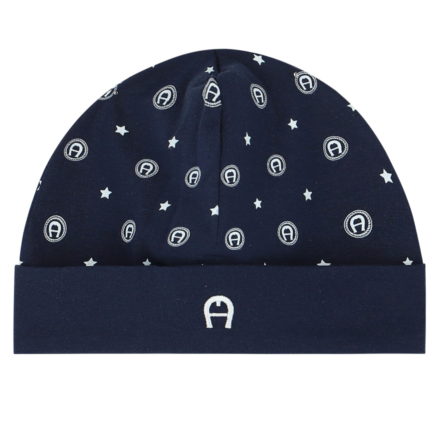 Baby Boys White & Navy Logo Hat, 2, hi-res