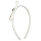 Girls White Bow Headband, 4, hi-res