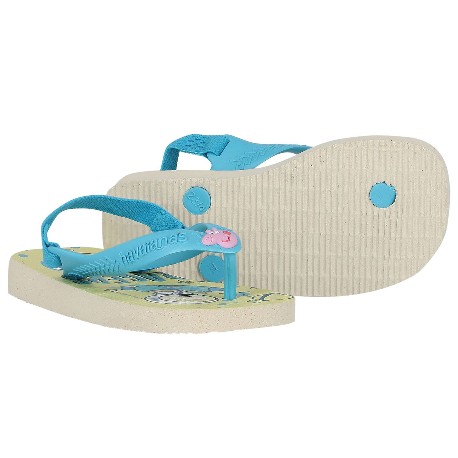 Girls Beige Logo Flip Flops, 1, hi-res image number null