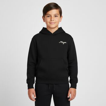 Boys Black Logo Hooded Top