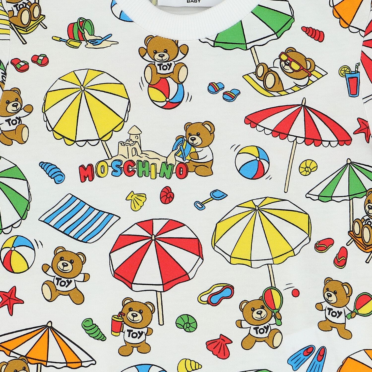 تيشيرت بشعار تيدى باللون الأبيض, 1, hi-res