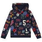 توب هودي بالشعار باللون الكحلي للأولاد, 1, hi-res