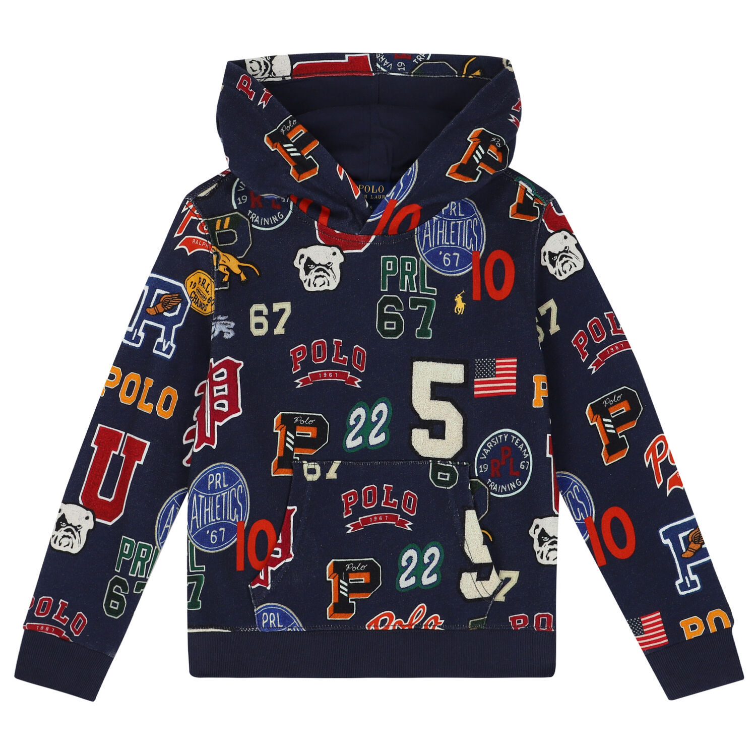 توب هودي بالشعار باللون الكحلي للأولاد, 1, hi-res