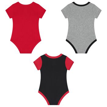 Baby Boys Red, Black & Grey Bodysuits ( 3 Pack )