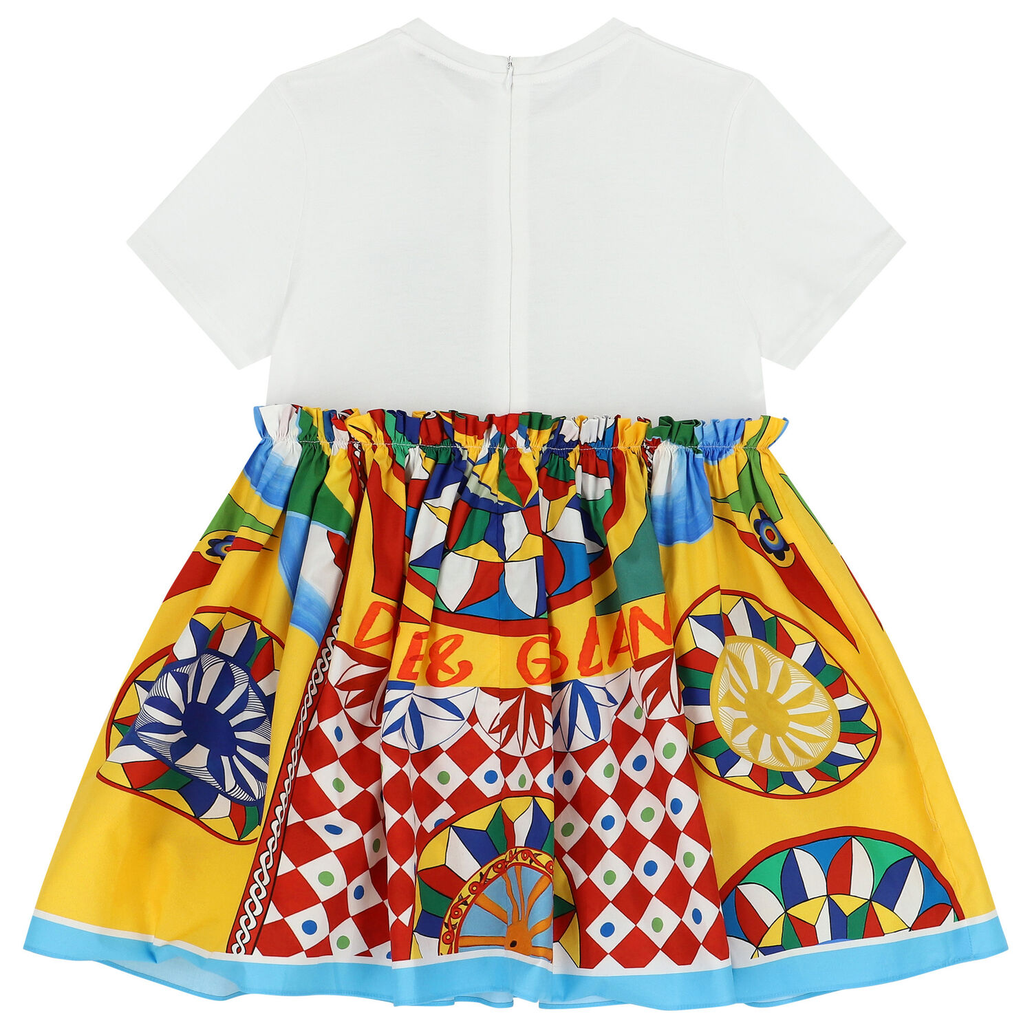 Girls White & Yellow Carretto Dress, 1, hi-res image number null