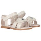 Girls Ivory Flower Sandals, 2, hi-res