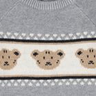 Younger Boys Grey Teddy Bear Knitted Jumper, 1, hi-res