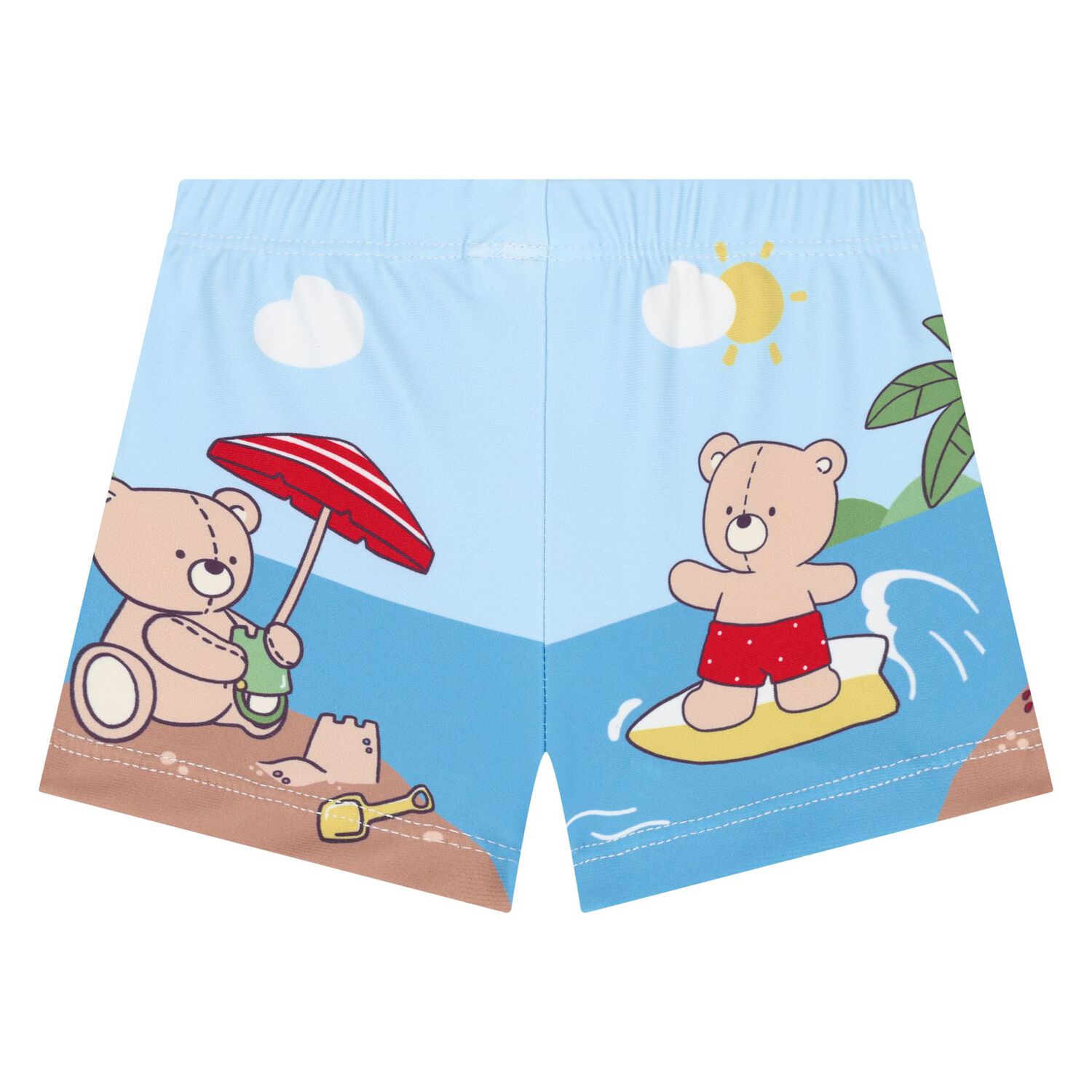 Baby Boys White, Blue & Brown Bear Swim Set, 3, hi-res