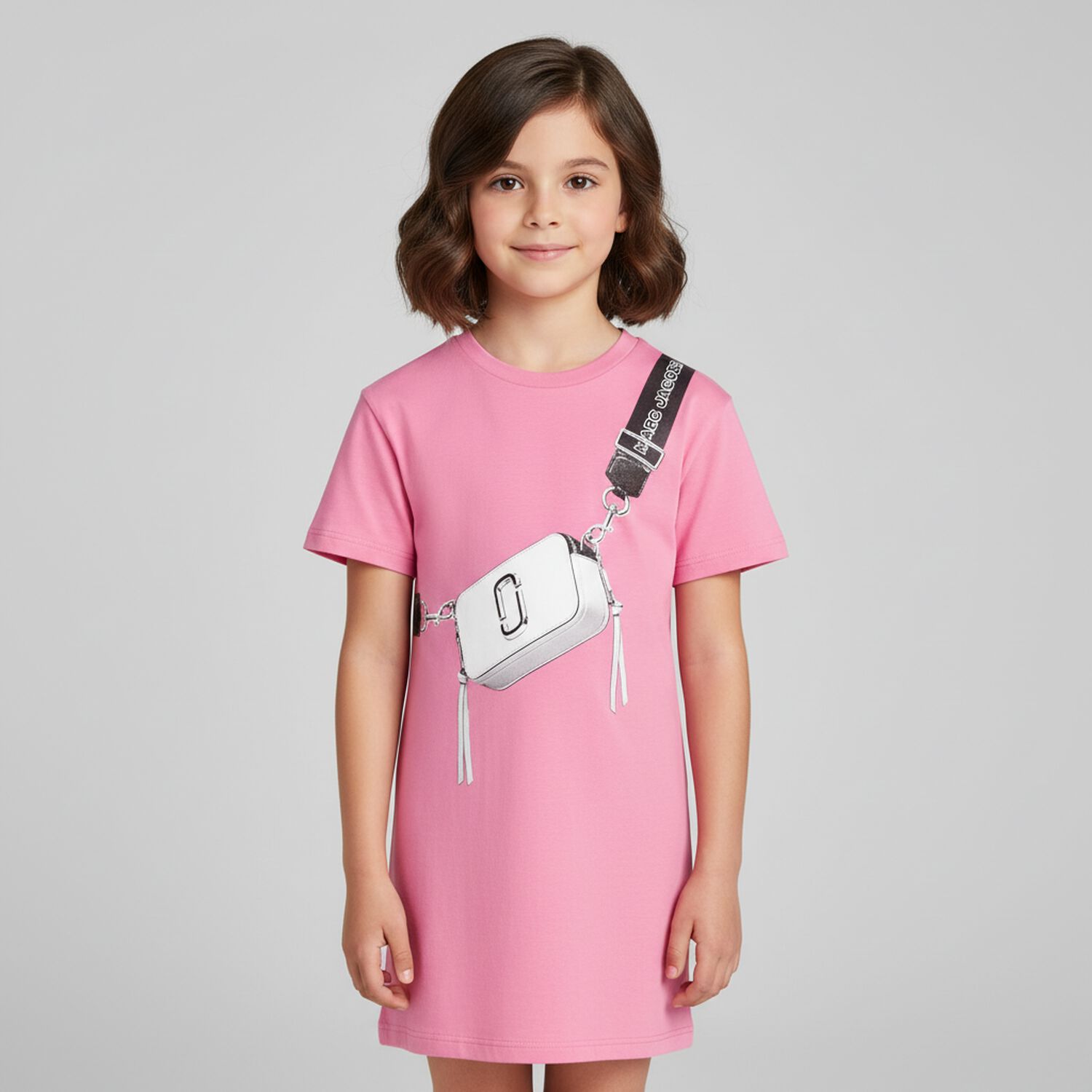 Girls Pink Bag Logo Dress, 1, hi-res