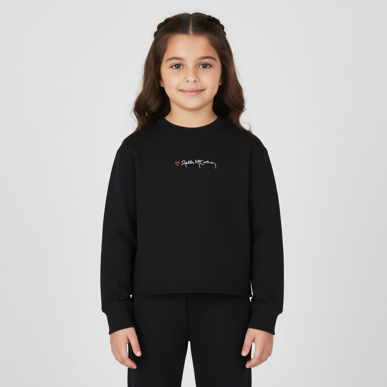 Girls Black Logo Sweatshirt, 1, hi-res