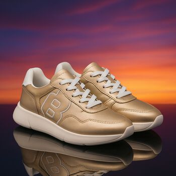 Girls Gold Logo Trainers