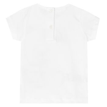 Girls White Teddy T-Shirt