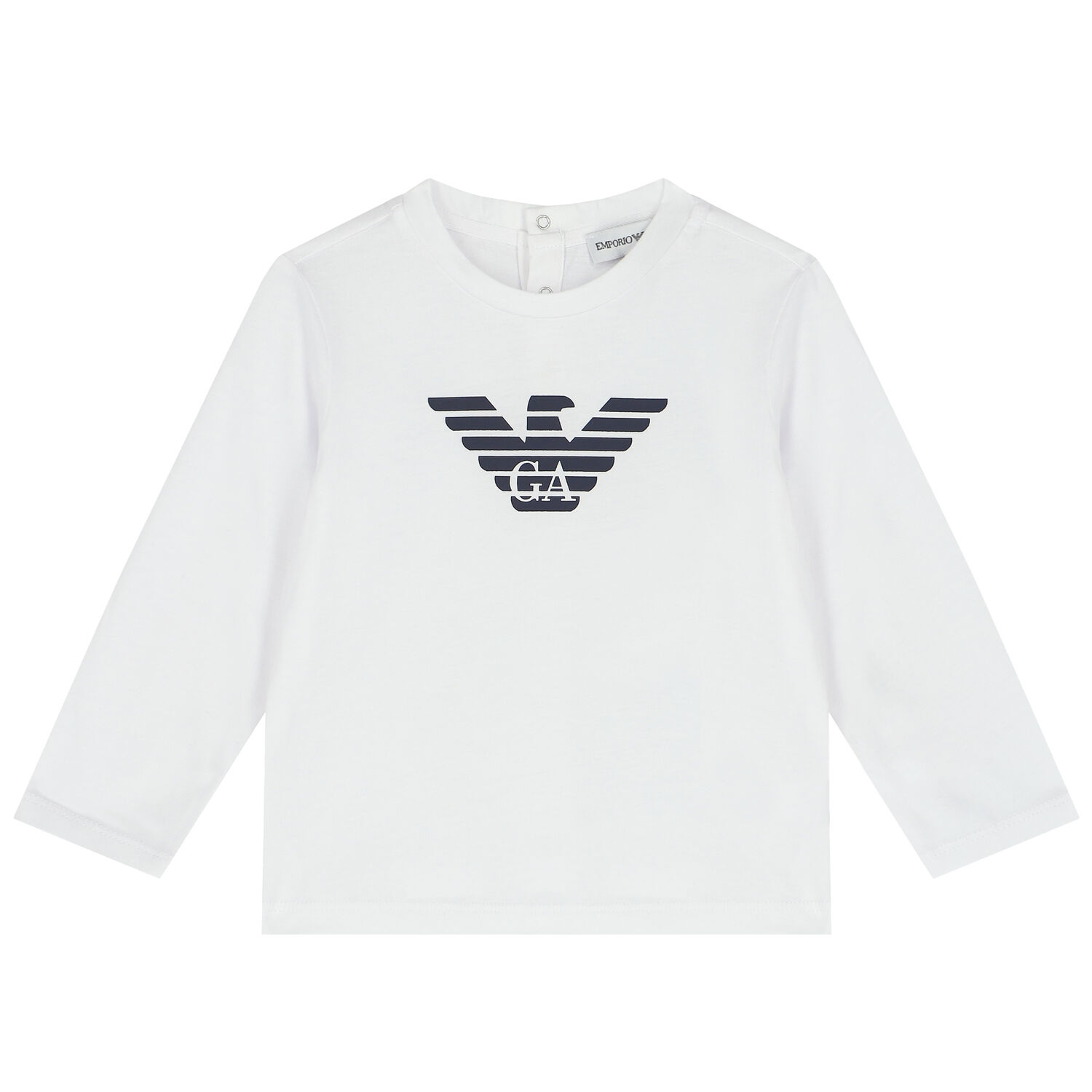 Younger Boys White Logo Long Sleeve Top, 1, hi-res image number null