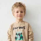 Boys Beige Formula 1 Car Long Sleeve Top, 1, hi-res