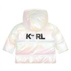 Younger Girls Ivory Iridescent Puffer Jacket, 1, hi-res