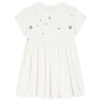 Girls White Embellished Dress
