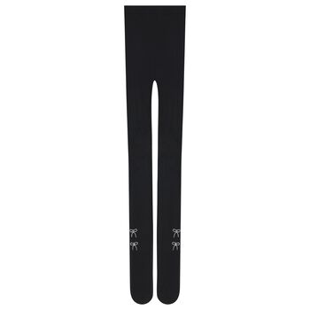 Girls Black Studded Bow Tights