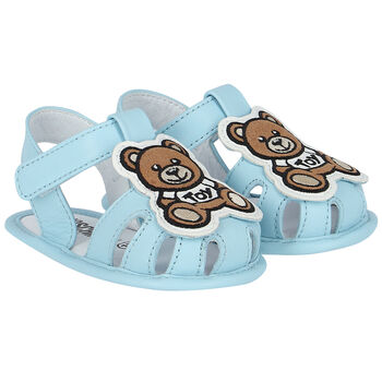 Blue Teddy Bear Logo Baby Sandals