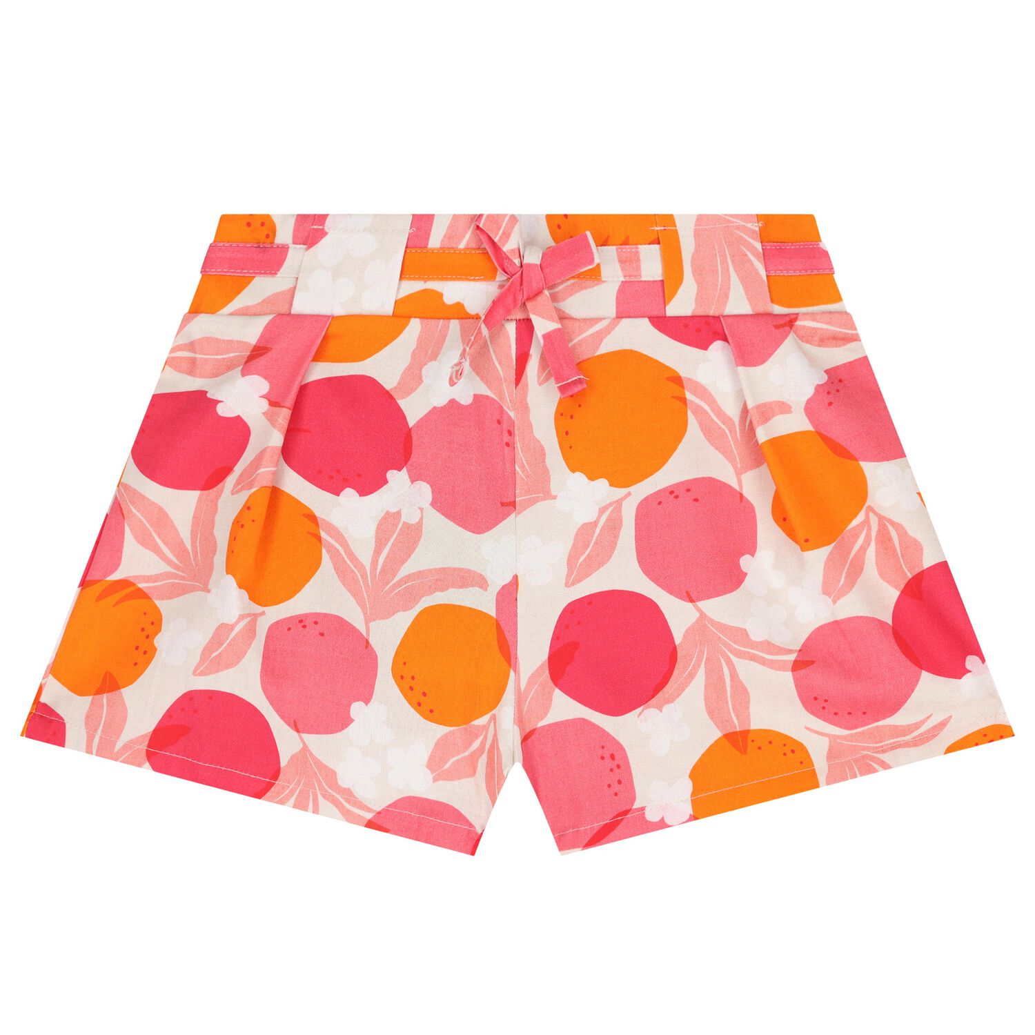 Girls Pink & Orange Fruits Shorts, 2, hi-res