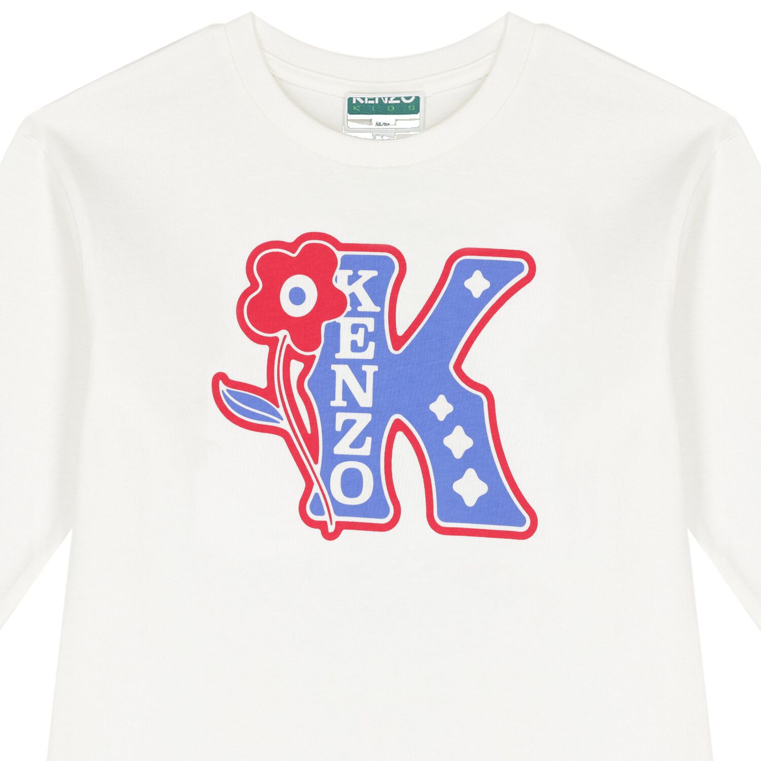 توب بنات بأكمام  بالشعار باللون العاجى, 1, hi-res