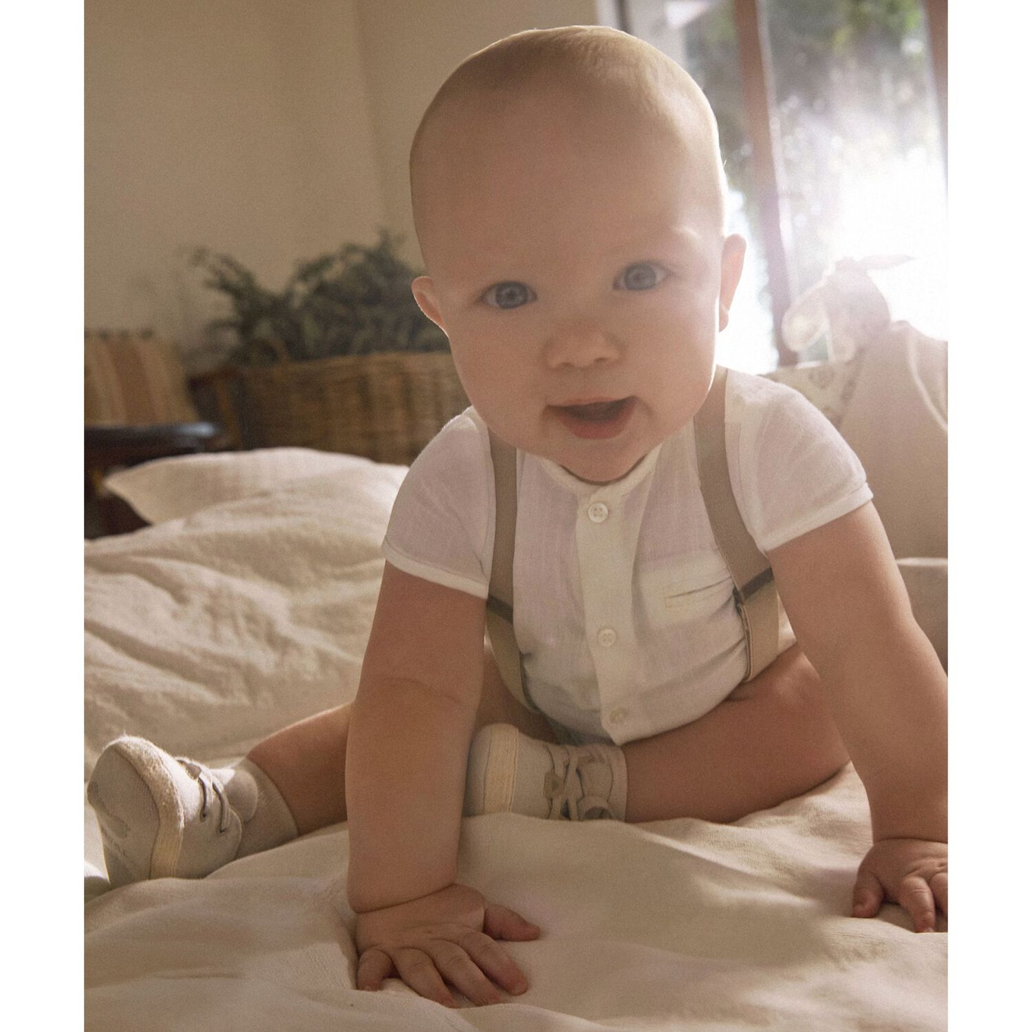 طقم شورت بيج وأبيض للأولاد الصغار, 1, hi-res