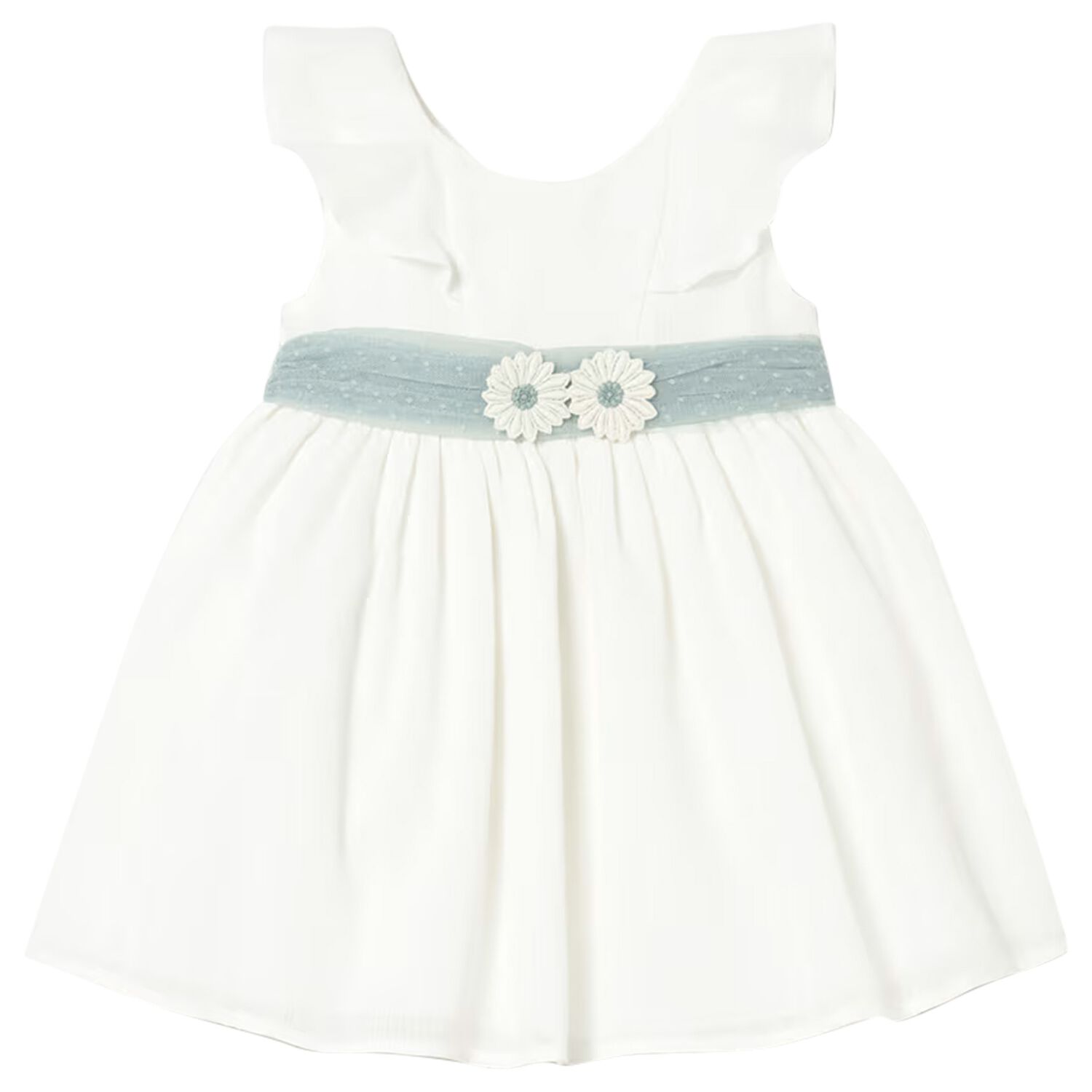 Younger Girls White Tulle Dress, 1, hi-res