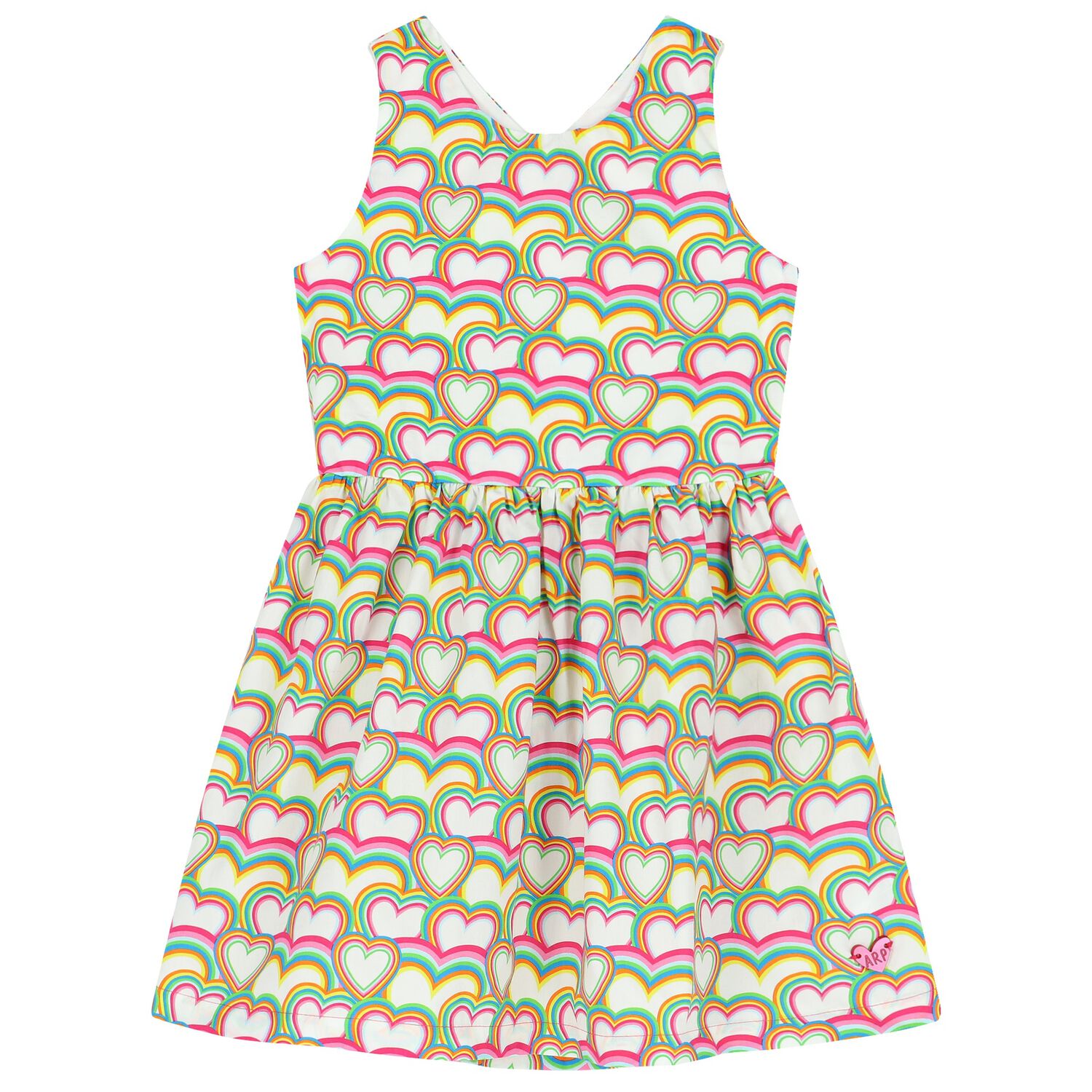 Girls Multi-Coloured Hearts Dress, 1, hi-res