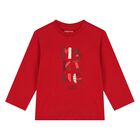Younger Boys Red Slogan Long Sleeve Top, 2, hi-res