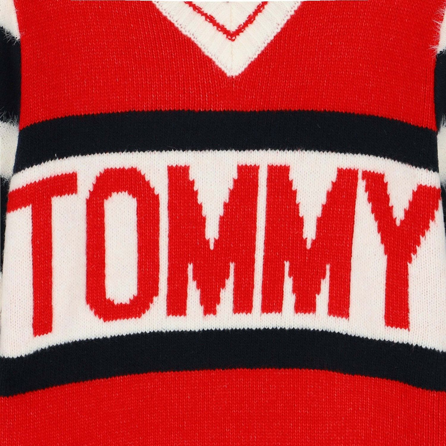 فستان محبوك بالشعار باللون الاحمر, 1, hi-res