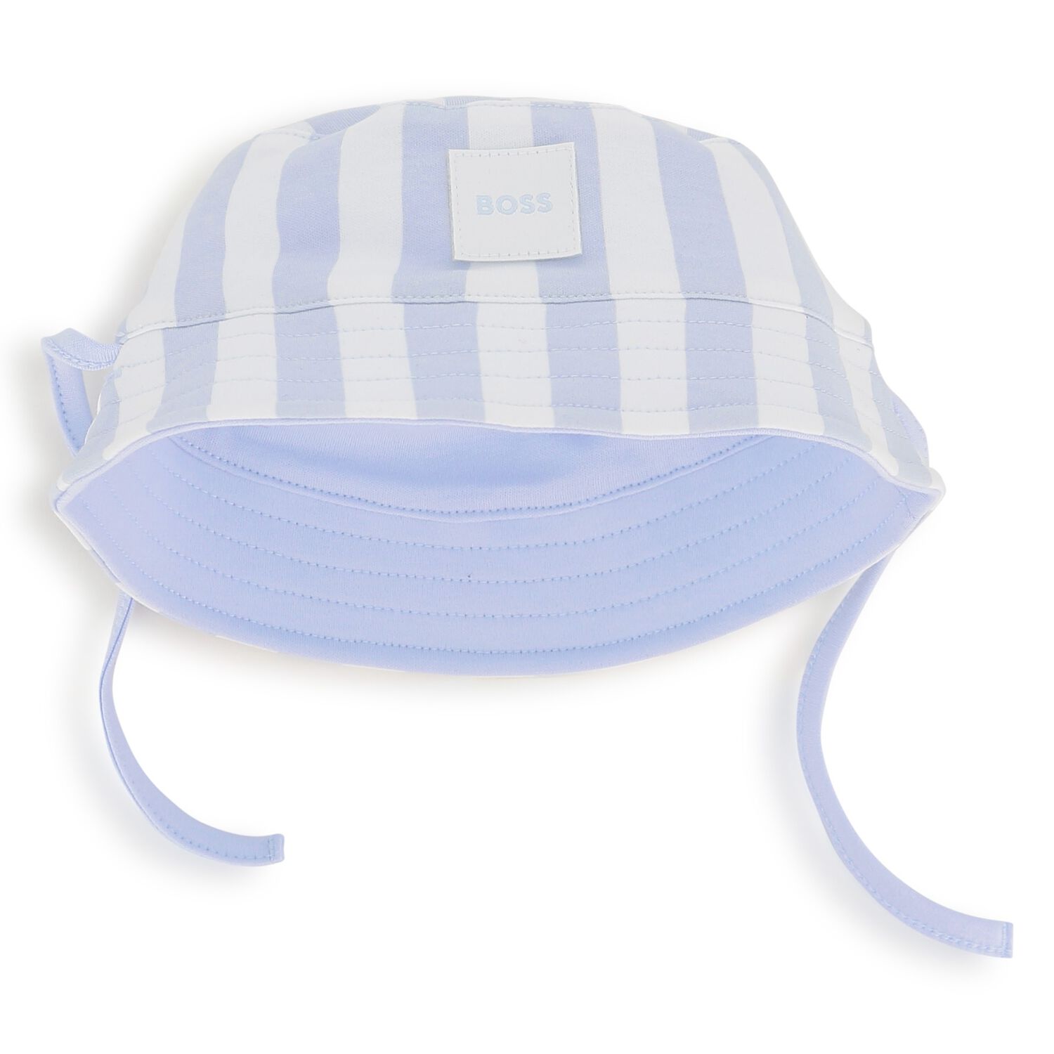 Baby Boys Blue & White Striped Logo Reversible Hat, 1, hi-res