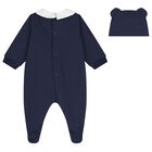 Navy Blue Teddy Bear Logo Babygrow Gift Set , 2, hi-res