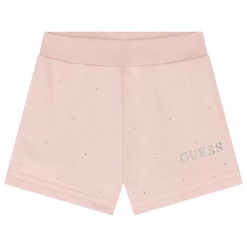 Girls Pink Logo Rhinestones Shorts