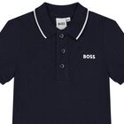 Younger Boys Navy Blue Logo Polo Shirt, 1, hi-res