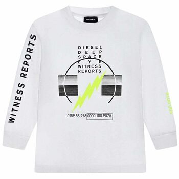 Boys White Printed Sweatshirt