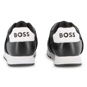 Boys Black Logo Trainers