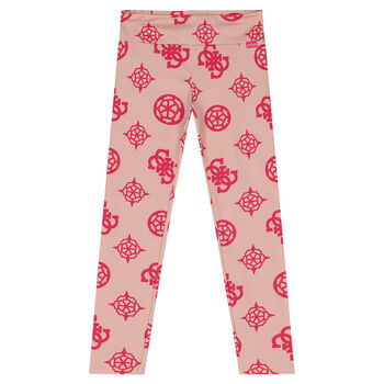 Girls Beige Logo Leggings