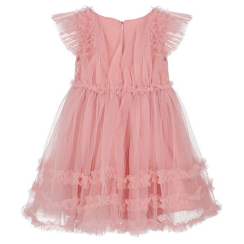 Girls Pink Ruffled Tulle Dress