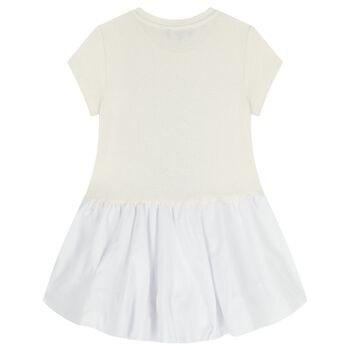 فستان بنات بالشعار باللون الابيض والعاجى 
