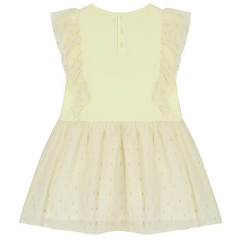 Girls Yellow Bow Logo Dress